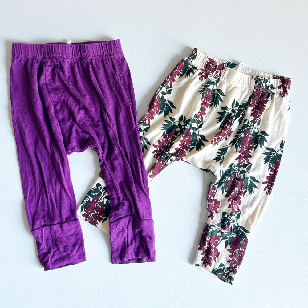 Kate Quinn Baby Girls Bamboo Blend Harem Jogger‎ Pants Size 12-18M Floral Purple